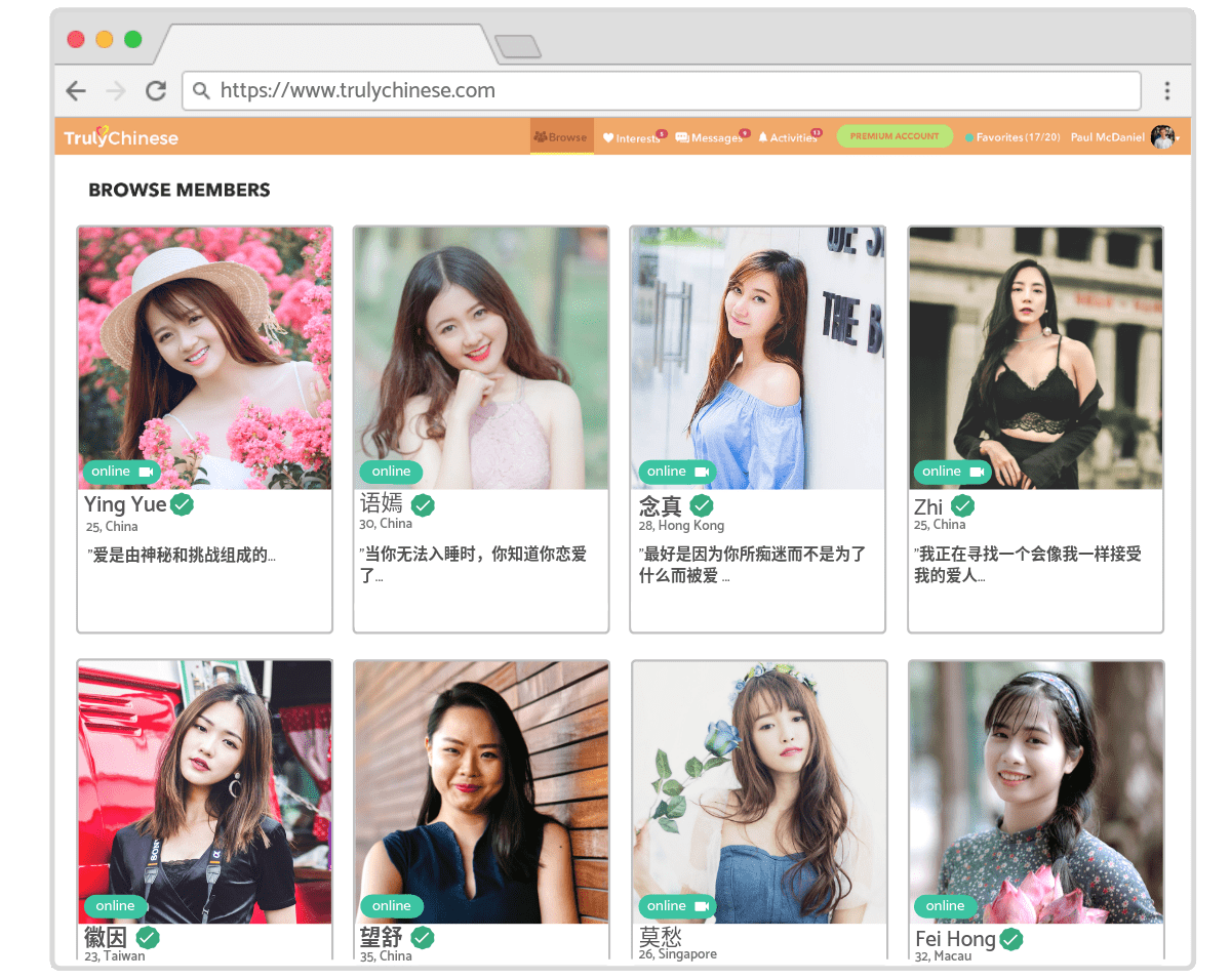 profiles in a chinese matchmaking and dating site